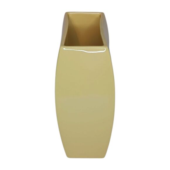 Vintage 2003 Haeger Yellow Pottery Pillow Vase Rectangular With Curved Sides 8" - Picture 3 of 13